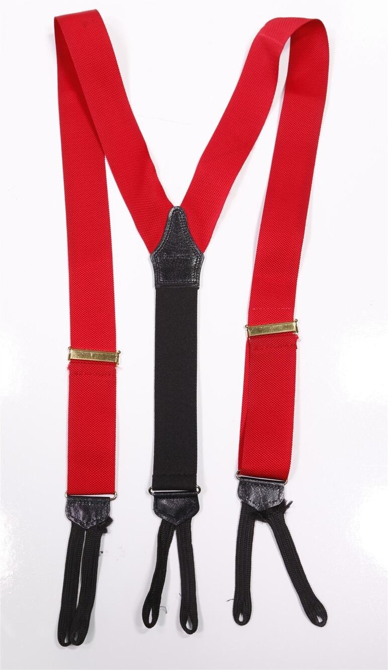 Burberrys London Vintage Red Suspenders Braces Made in England
